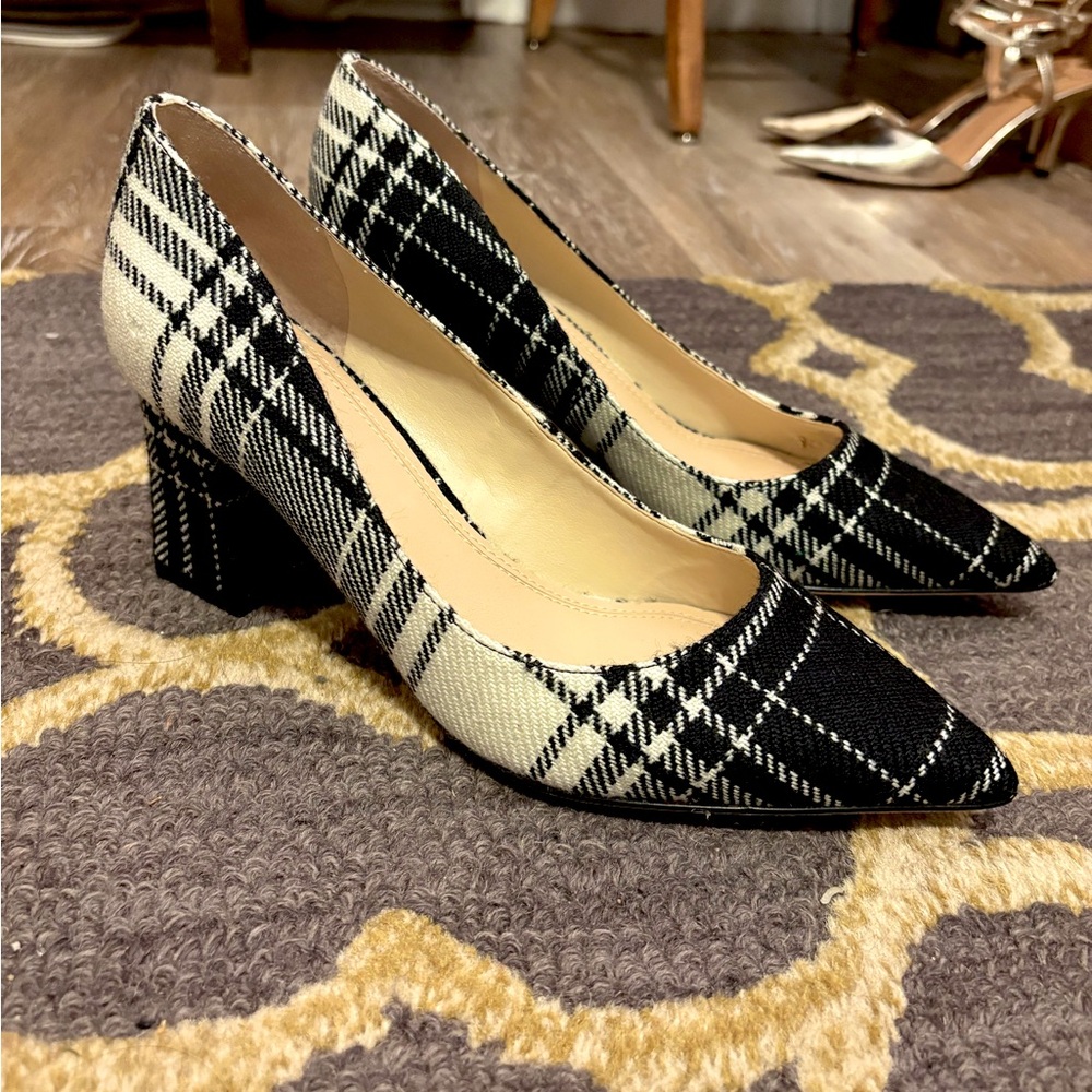 “Zala” pump in Black and White Plaid